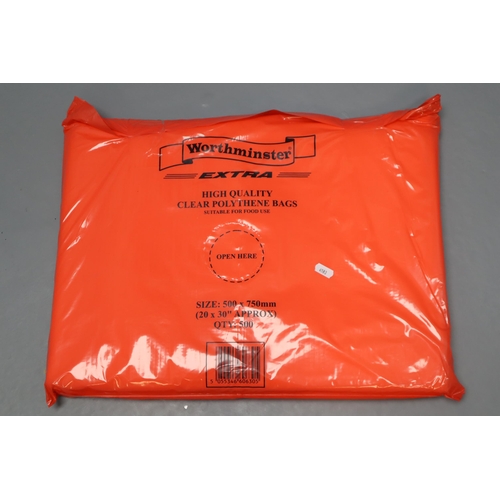 408 - 500 Worthminster High Quality Clear Polythene Bags Suitable for Food Use, 20