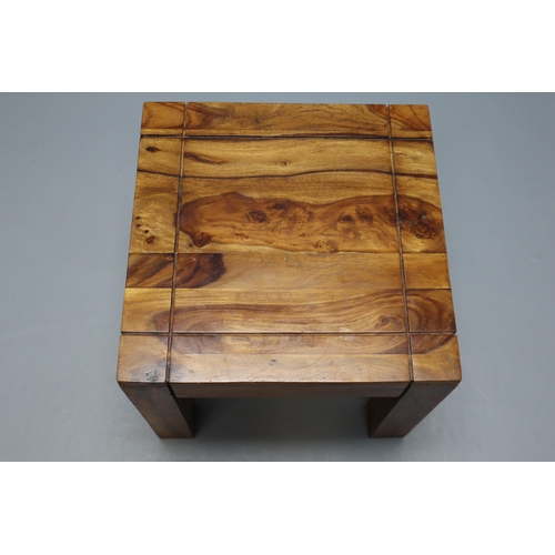 531 - A Solid Wood Rustic Style Side Table, Approx 18