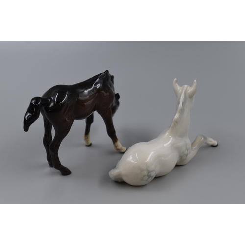 221 - Beswick Dapple Grey Horse Figure and Brown Gloss Foal