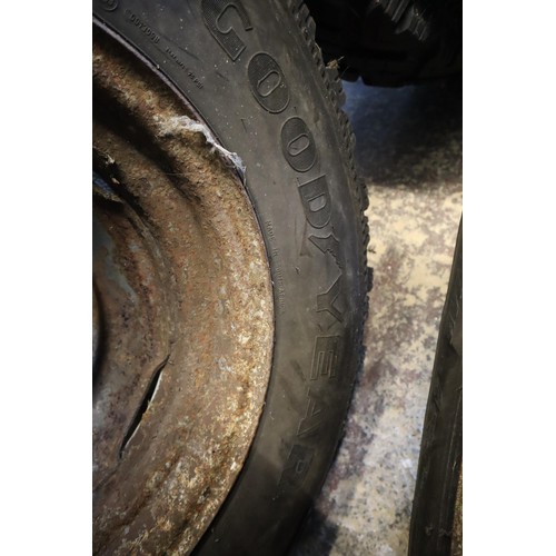 552 - Set of Five Vintage 5 Stud Sankey Military Trailer Land Rover Series Steel Wheels fitted with 7.50 R... 