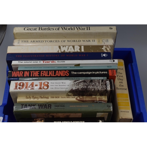 545 - A Selection of Thirteen WWI and WWII Related Hardback Books. Includes 'The First Day on The Somme', ... 