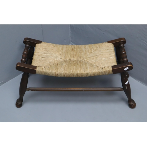 549 - American circa 1900 Oak & Rush Seated Stool (26