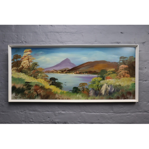 635 - An Original Oil on Board By Nick Tomlinson Depicting Loch Rannoch, Approx 43