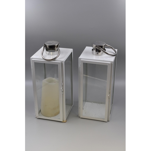 688 - Pair of Large Stainless Steel Lanterns Approx 16