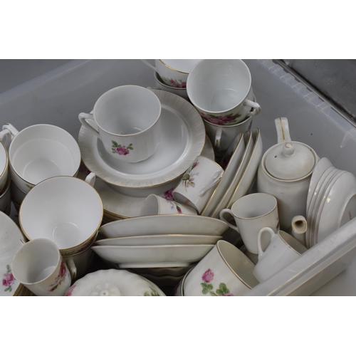 869 - Large Selection of Pink Rose Fine Bone China Tea sets