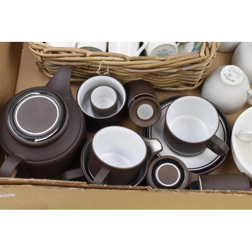 871 - Box of Tea and Coffee Sets including Burleigh Ware, Hornsea Tea for two and M&S Millbrook