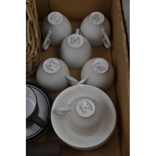 871 - Box of Tea and Coffee Sets including Burleigh Ware, Hornsea Tea for two and M&S Millbrook