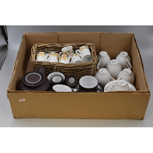 871 - Box of Tea and Coffee Sets including Burleigh Ware, Hornsea Tea for two and M&S Millbrook