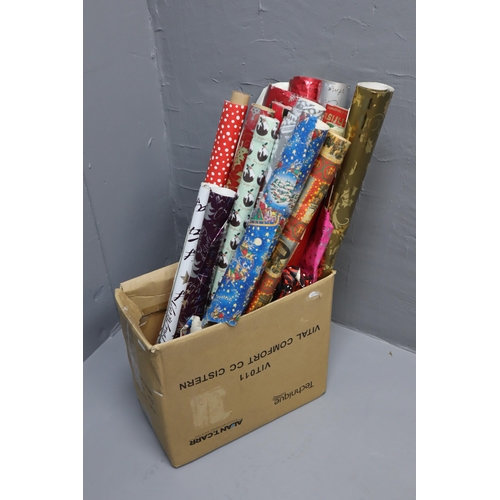 875 - Mixed Selection of Wrapping Paper, Mainly Christmas Paper, includes new rolls