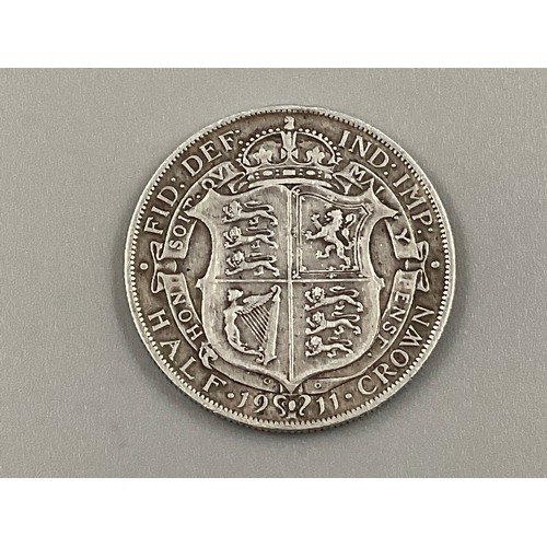 92 - George V 1911 Silver Half Crown