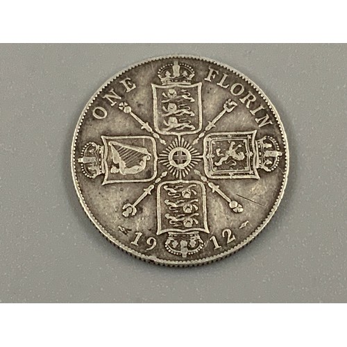 102B - George V 1912 Silver Florin