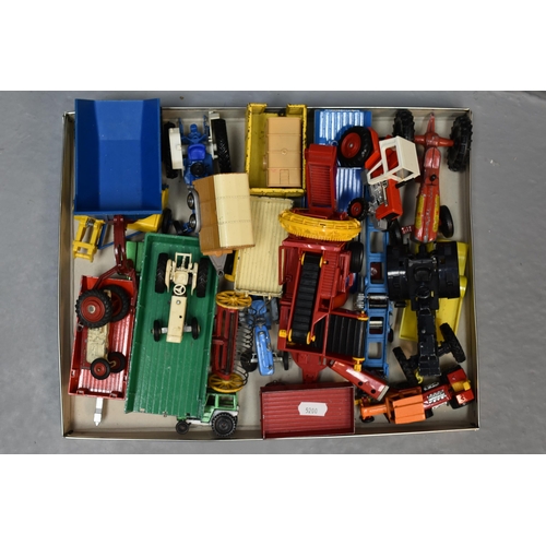 101 - Collection of Playworn Farmyard Items, Corgi, Matchbox and More to Include Tractors, Trailers and Mo... 