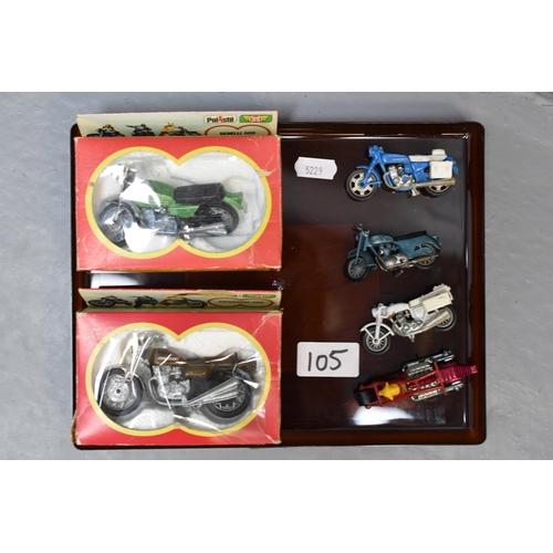 105 - Collection of Pre-Owned Die-Cast Motorcycles to Include Polistil ( Boxed ) Kawasaki 900 and Benelli ... 