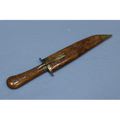 27B - Indian Hand Carved Defence Knife in Sheath