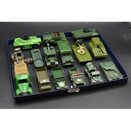 90 - Collection of Playworn Die-Cast Military Vehicles By Corgi, Lesney and Matchbox