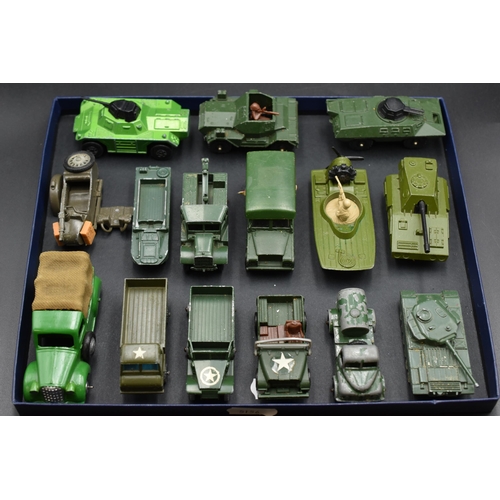 90 - Collection of Playworn Die-Cast Military Vehicles By Corgi, Lesney and Matchbox