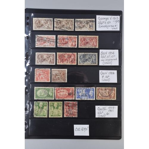 121 - A Collection of GB Stamps Including Edward VII 1902 Used Set of 15, George V Seahorses, And QEII Cas... 