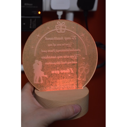 327 - 3D Personalised Night Light Gift - To My Husband Gift - Working When Tested