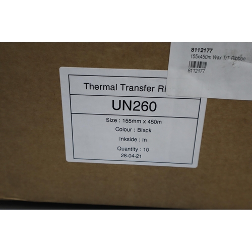 565 - A Box of Ten Thermal Transfer Ribbons, 155mm x 450mm