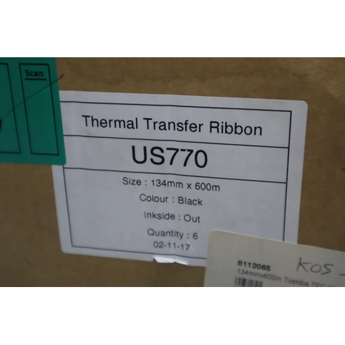 566 - A Box of Six Thermal Transfer Ribbons, 134mm x 600mm