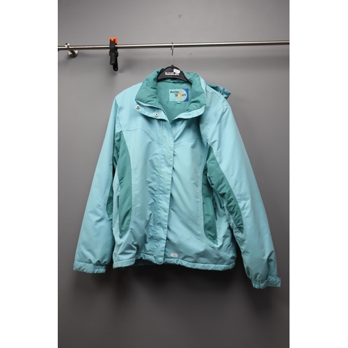 595 - Ladies ' Arctic Storm' Jacket, Size Medium, Two Tone Turquoise and Green, Style 'Zoe' Fleece Lined w... 