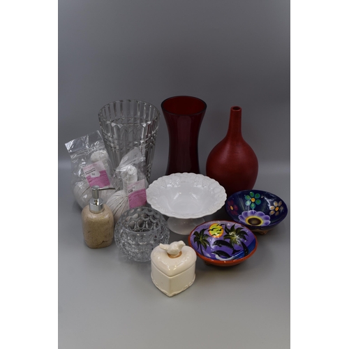 863 - Selection of Vases, Bowls, Soap Dispenser, Herbal Compress and More