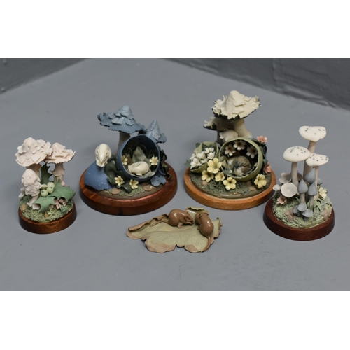 52A - Selection of Five Handmodelled Woodland Toadstool Ornaments