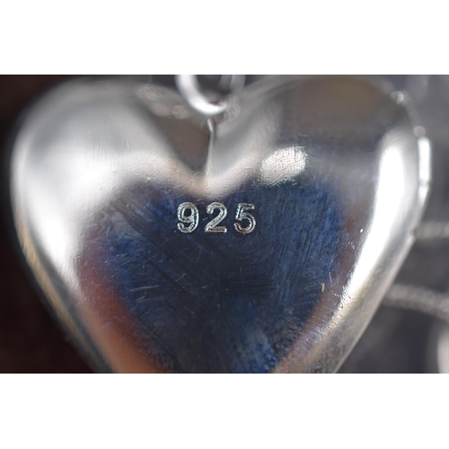 13 - Two New Silver 925 Heart Pendant Necklaces Complete in Presentation Box