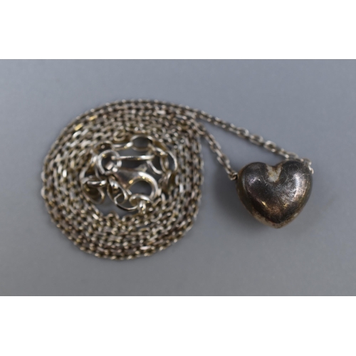 35 - Vintage Silver 925 Heart Necklace with Presentation Pouch