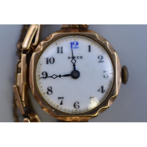 39 - A 1920's Hirco 9ct Gold Cased Mechanical Watch