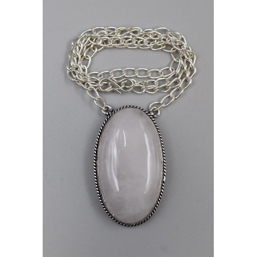 51 - Silver 925 Rose Quartz Gemstone Necklace, 18” in Presentation Box