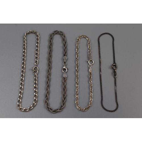 77 - Four Sterling Silver Bracelet Chains