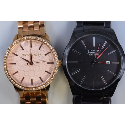 114 - Two Quartz Watches in Presentation Boxes. Includes Michael Kors and Globenfeld Entrepreneur. Unteste... 