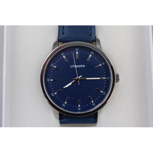 115 - Gents Utakata, Quartz movement wrist watch in blue, brand new boxed and tested working