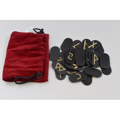 150 - Set of Rune Chips in a Red velvet storage Pouch