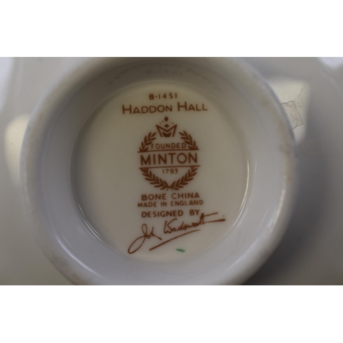 410 - Minton Haddon Hall Fine Bone China Dinner Service including Soup Bowls, Plates, Gravy Boat and More ... 