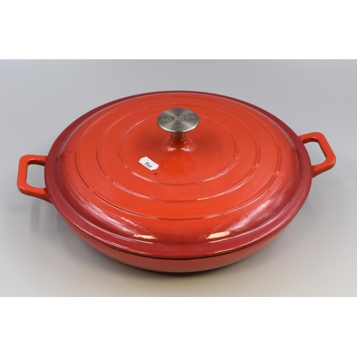 420 - A Go Cook Cast Iron Lidded Cooking Dish, Approx 12.5