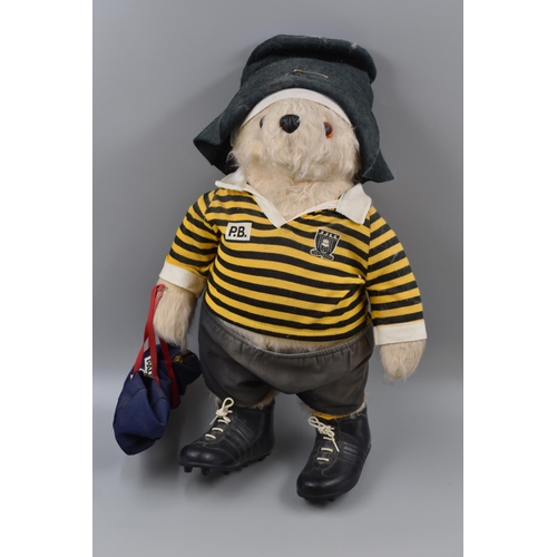 437 - Large Vintage Paddington Bear by Gabrielle Wearing a Orrell Rugby Kit complete with kit Bag 21