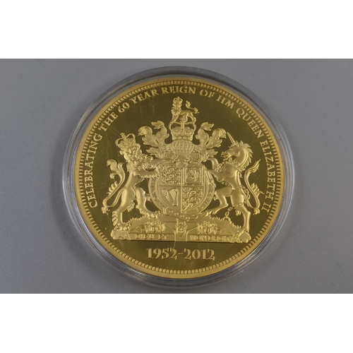 201 - 1952-2012 The Diamond Jubilee Large Gold Plated Coin in Capsule