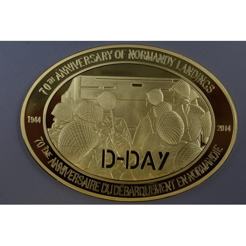 203 - 1944 to 2014 70th Anniversary D Day Normandy Landings Large Oval Medal, 100 grams, 85mm x 62mm