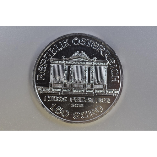 204 - 2016 Austrian Mint Full Silver One Ounce 1.50 Euro Coin