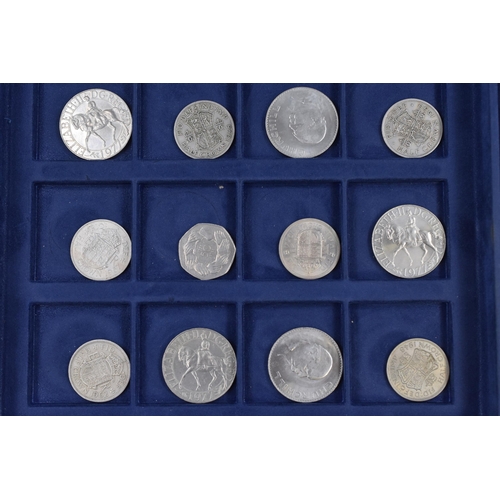 221 - A Coin Display Case With A Selection of Twelve Collectable UK Coins. Includes Crowns, Half Crowns an... 