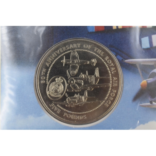 222 - An 80th Anniversary of the RAF Five Pound Coin, In Commemorative Cover