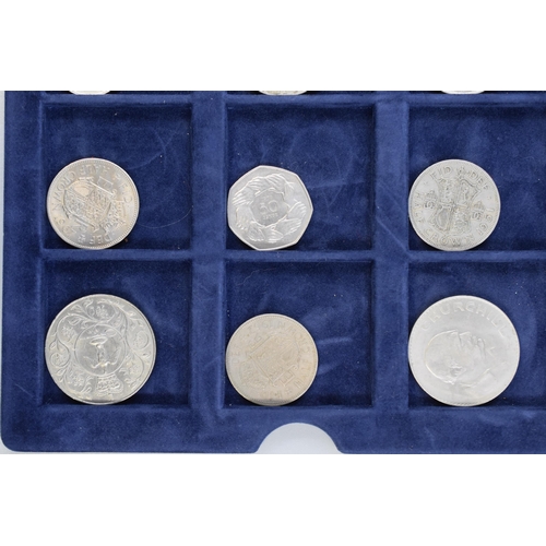 228 - A Tray of Collectable Coins To Include Crowns, Half Crowns, 50p's, And More