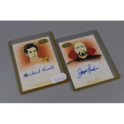 456 - Two Start Trek Signed Collectors Cards, Joseph Ruskin and Michael Forest