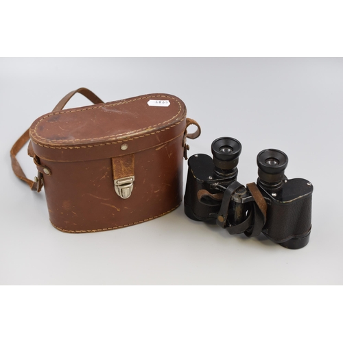 267 - Pair of Early Vintage Binoculars in a Leather Storage Case