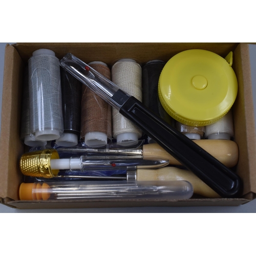 484 - New Leather Repair Kit with Tape measure, Thread, Needles and Thimble