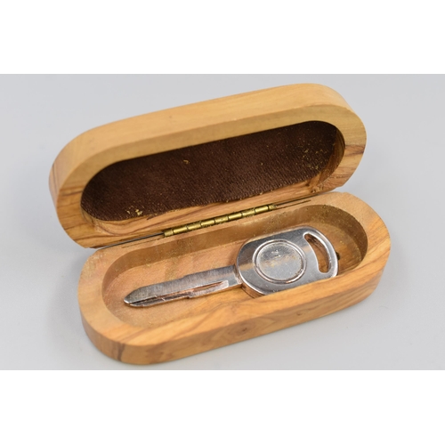 284 - Silver 925 Car Key in Wooden Box, unengraved