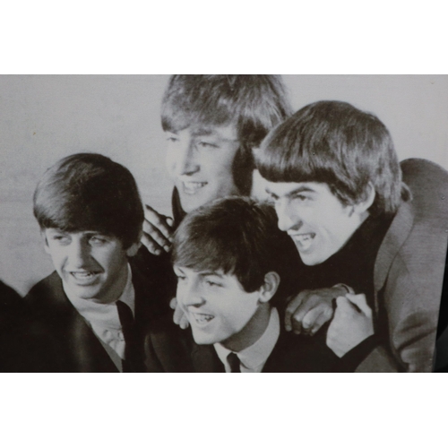 489 - Five The Beatles Art Prints. Includes Three Canvases, Framed and Glazed Guitar Pick Presentation and... 