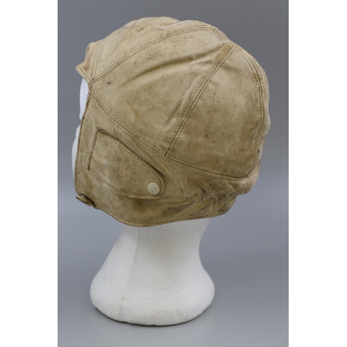 297 - Early 20th Century Leather Racing Helmet with Polystyrene Head